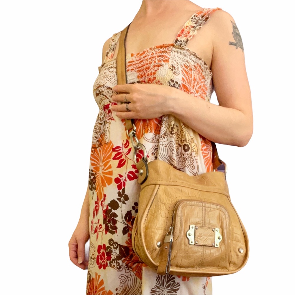 B Makowsky Croc-Embossed Leather Crossbody Bag